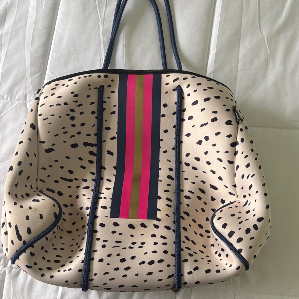Stylish Cream and Black Tote Bag